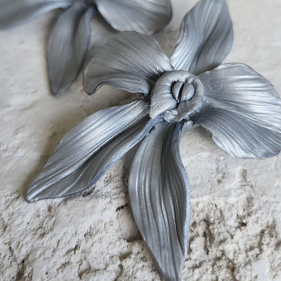 Miniatura: Aretes orquidea en pasta