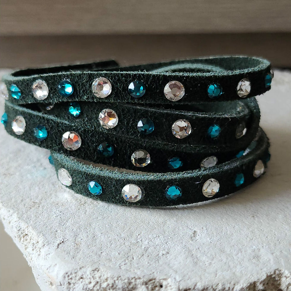 Miniatura: Pulsera en cuero y cristales Austríacos originales 