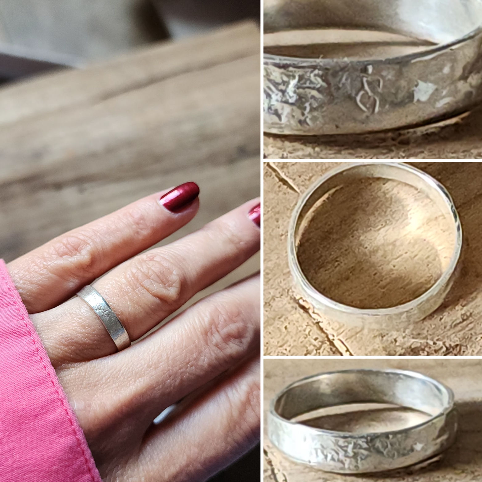 Anillo en plata texturada