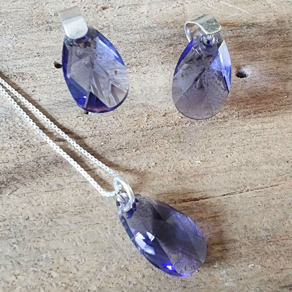 Miniatura: Aretes en plata y cristales ❤️
