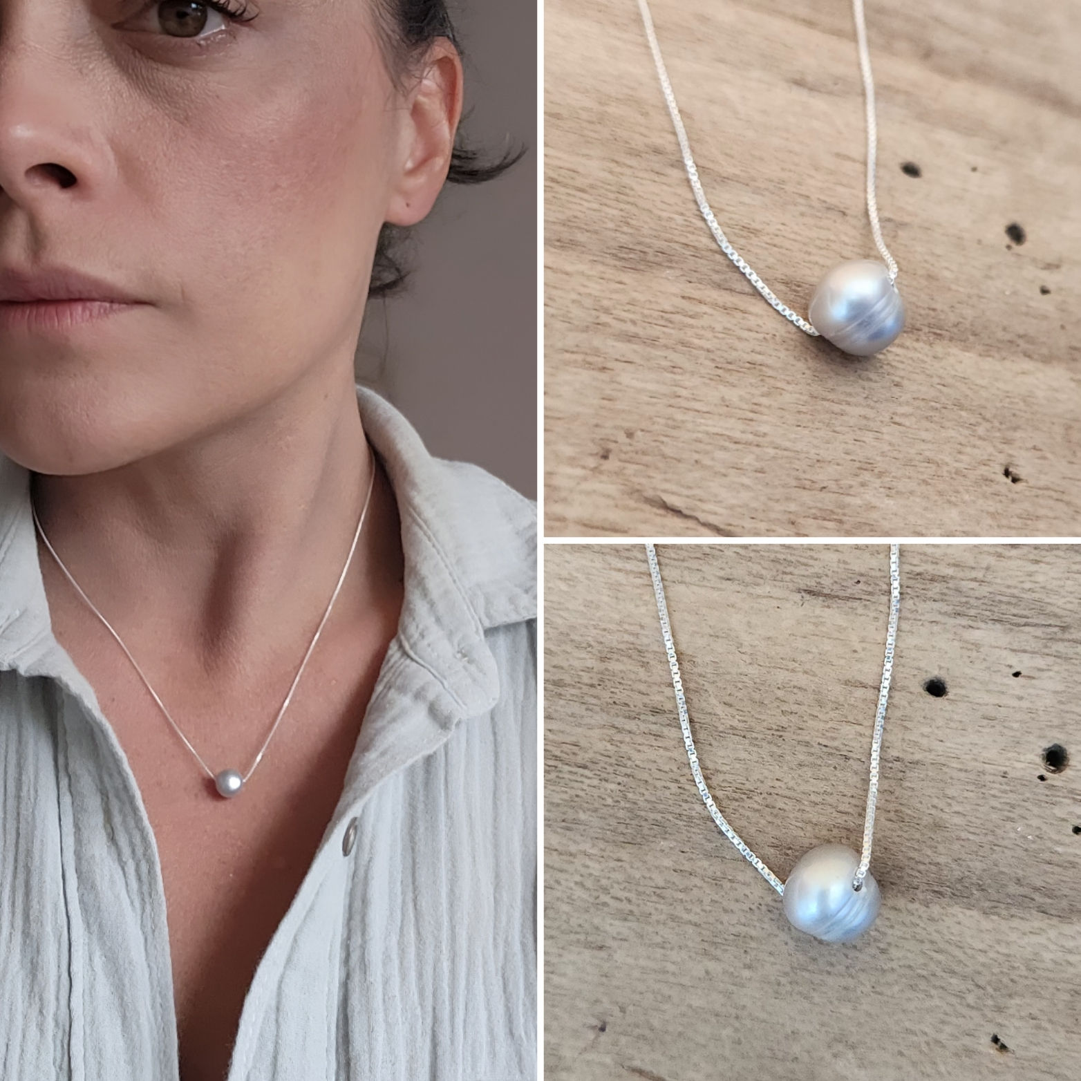 Collar en plata y perlas 