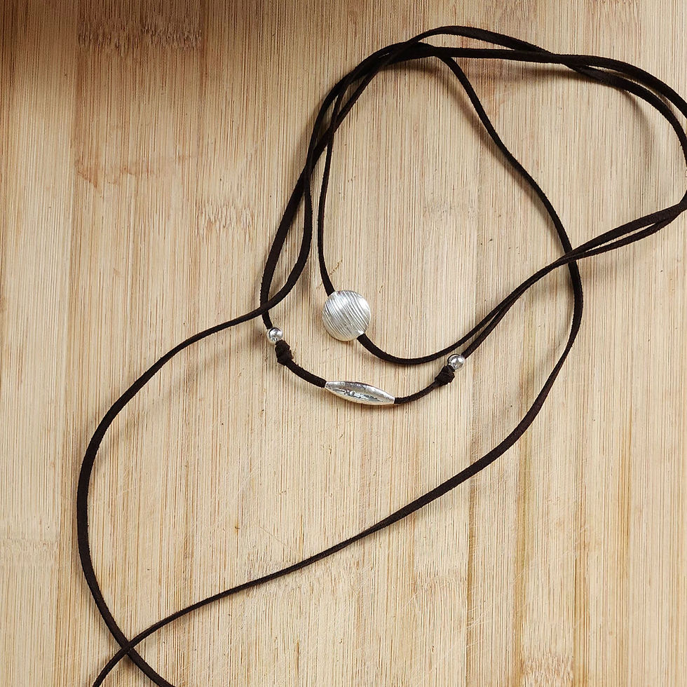 Miniatura: Collar cuero y plata