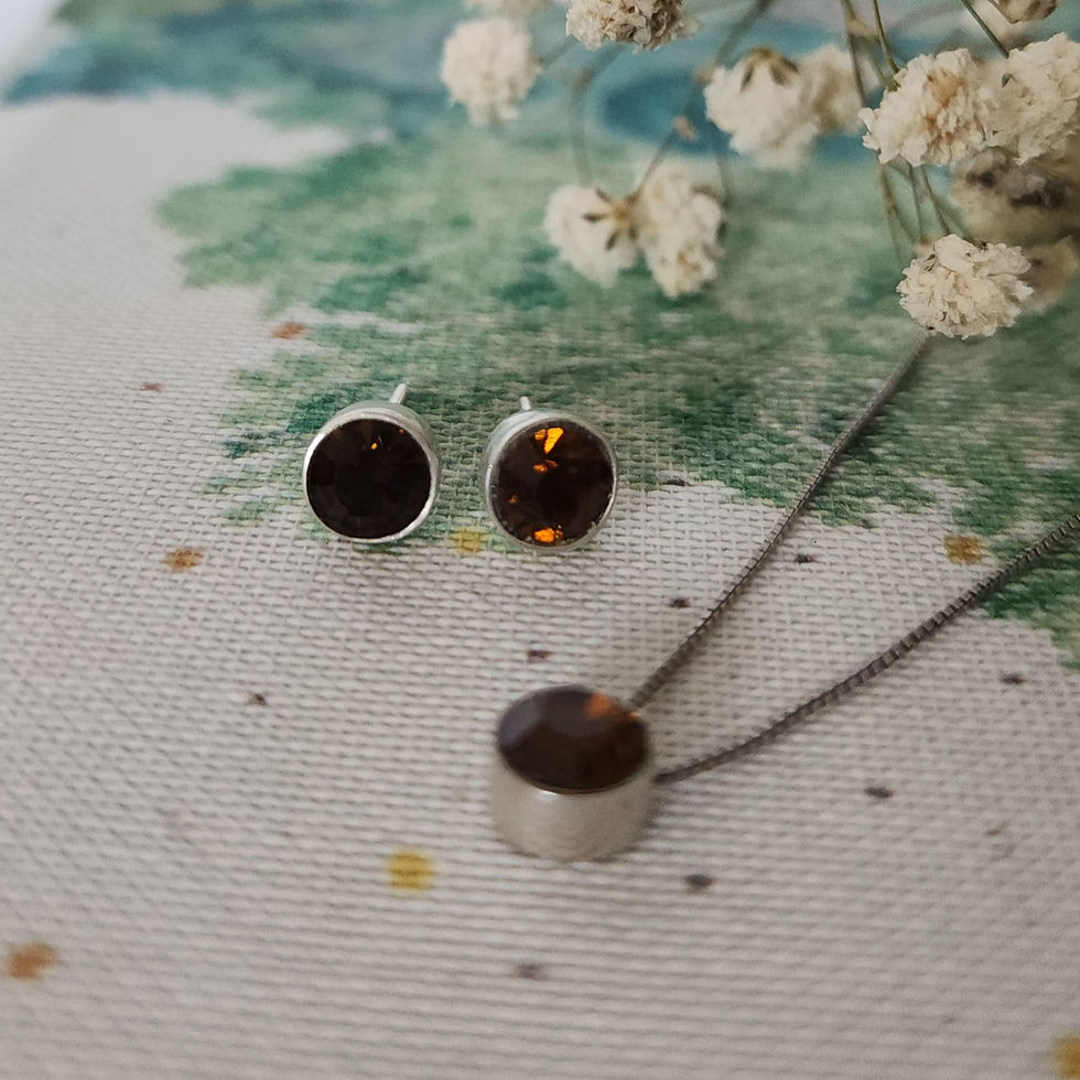 Miniatura: Juego de Aretes, dije y cadena en plata creado con Cristales de Swarovski ®️