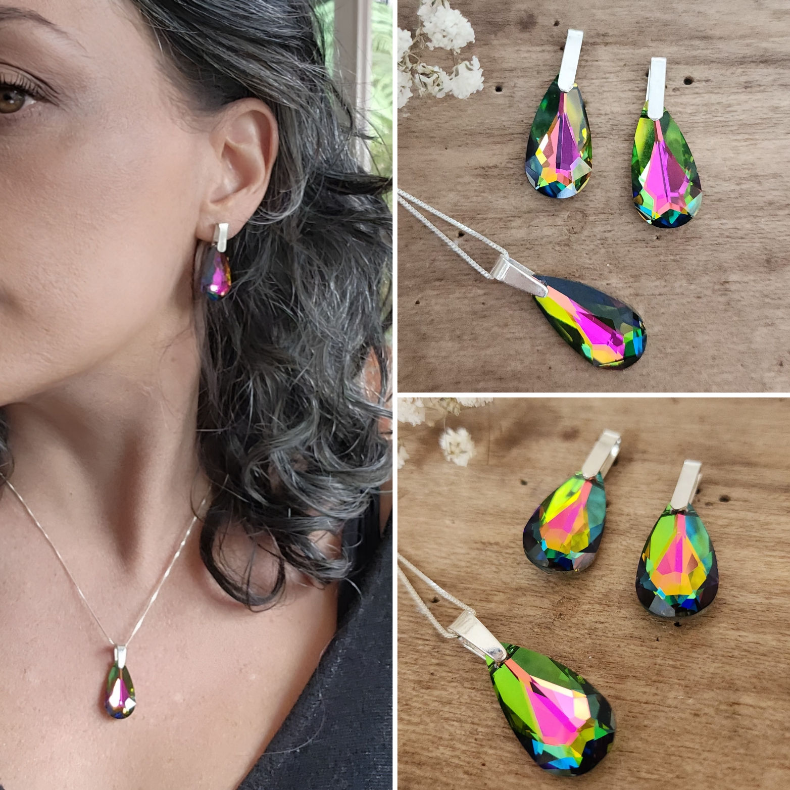 Juego en plata y cristales Austríacos 