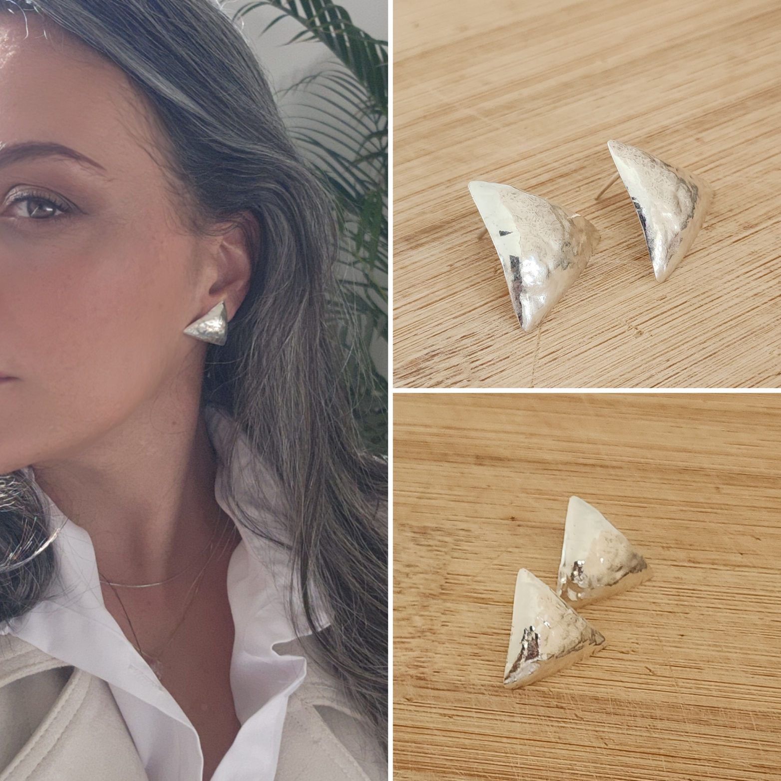 Aretes en plata martillada