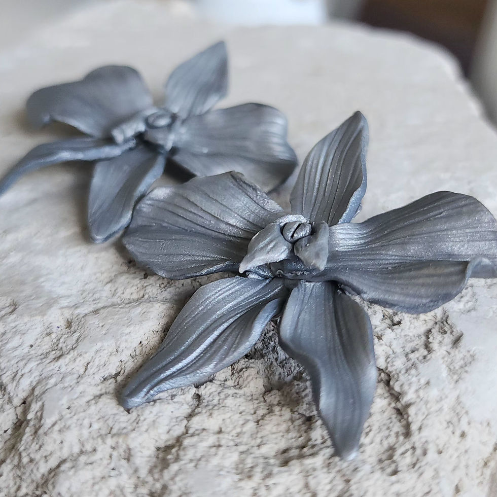 Miniatura: Aretes orquidea en pasta