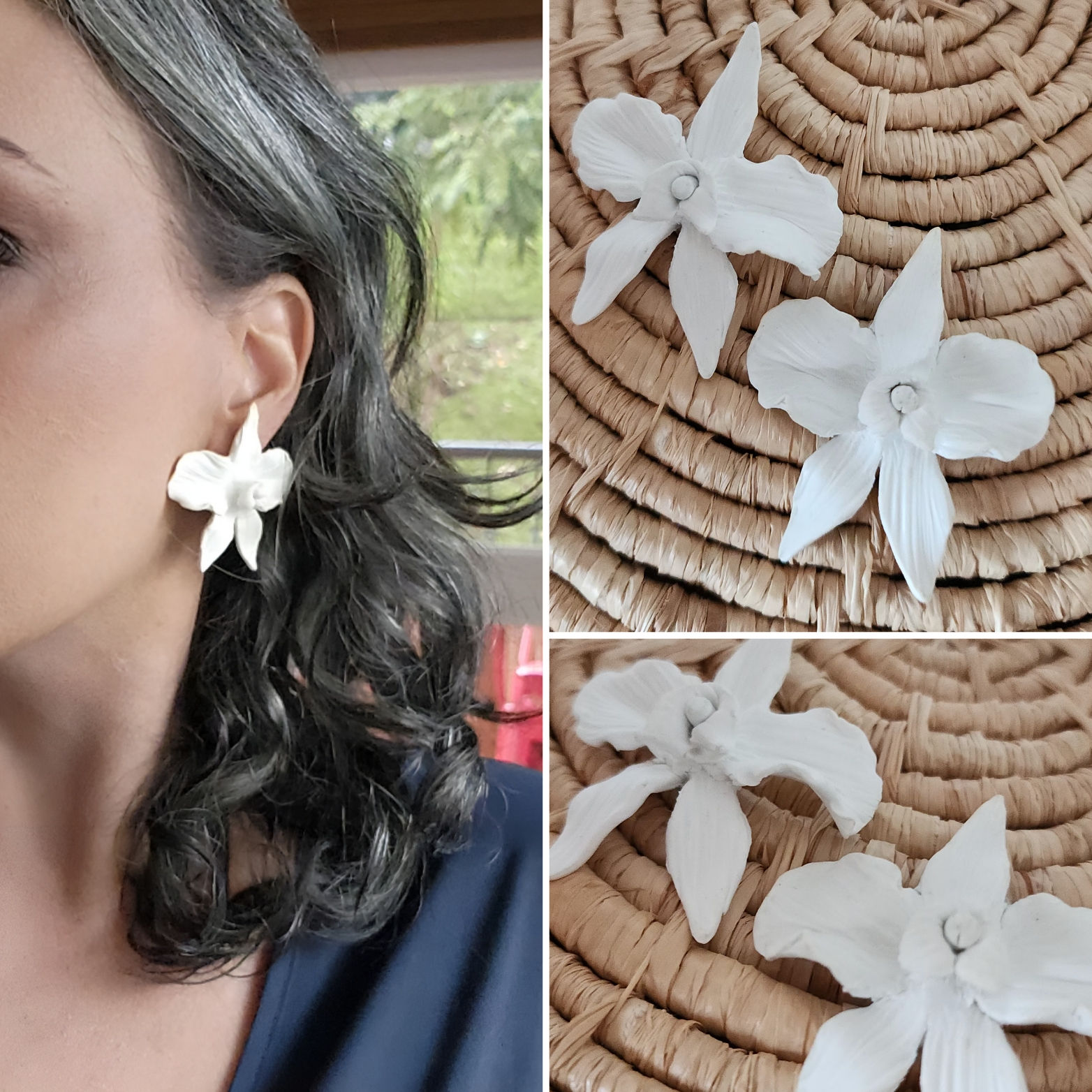 Aretes orquidea en pasta