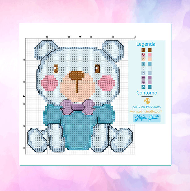 urso_Gráfico Grátis Ponto Cruz, por Gisele Pericinotto.