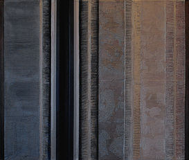 Moonlight by Anna Shutt
Acrylic and silver leaf on shaped canvas