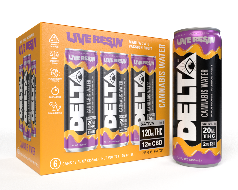 Delta Live Resin Cannabis Water- Passion Fruit 20mg THC