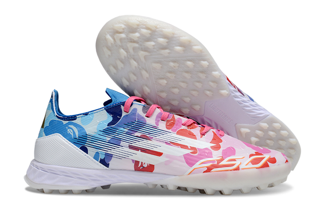 adidas F50 Elite+ x BAPE TF Cleats - White/Pink/Blue
