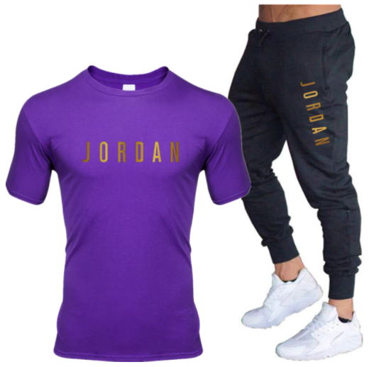 Thumbnail: Men's Sets T Shirts+pants Sets Casual Jordan Words Design
