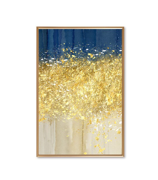 Thumbnail: Abstract Gold Foil Canvas Painting Blue Style Poster and Print Modern Minimalist