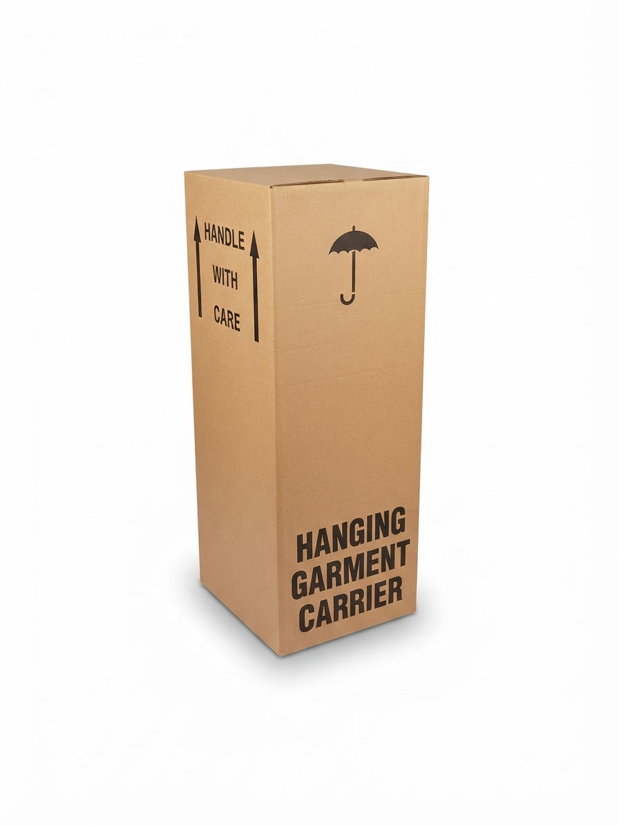 Heavy duty double wall wardrobe box with plastic hanging rail for moving and storing clothes