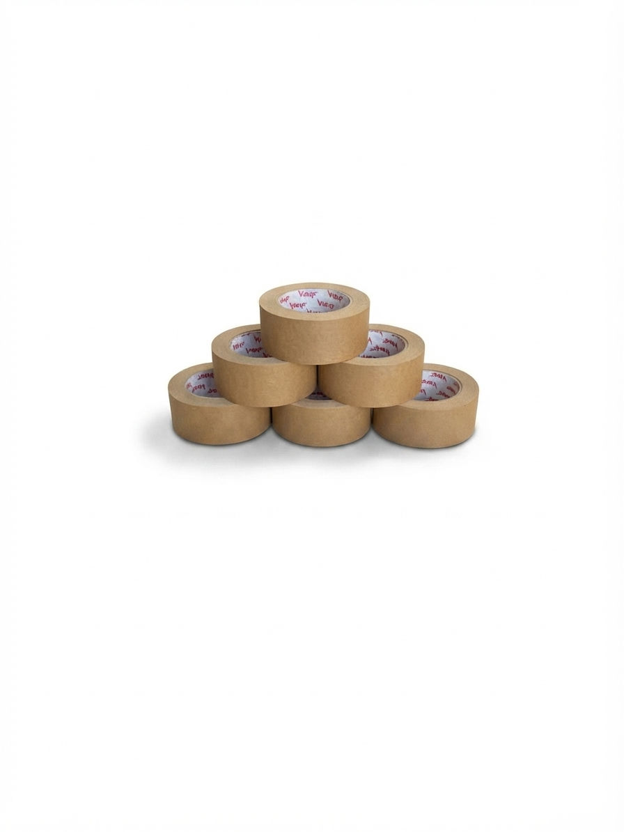 Pack of 6 Vibac kraft paper packing tape rolls measuring 4.8cm x 50m for sealing cartons and parcels