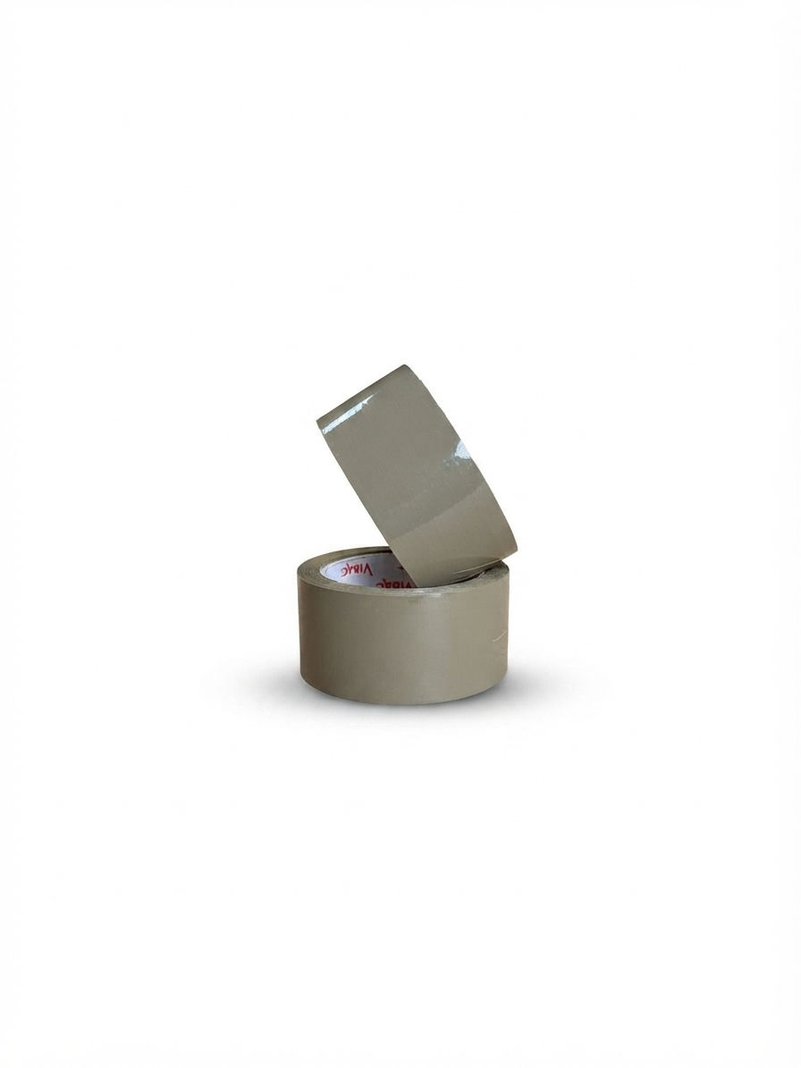 Roll of Premium Brown Vibac parcel tape measuring 48mm x 66m with strong solvent adhesive for carton sealing