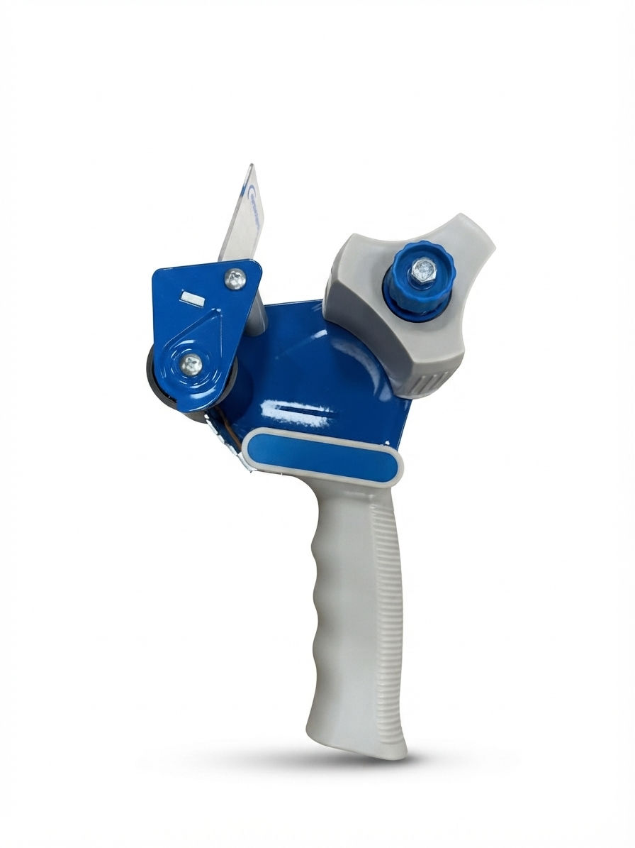 50mm carton sealing tape dispenser for applying packing tape to cardboard boxes and parcels straight view