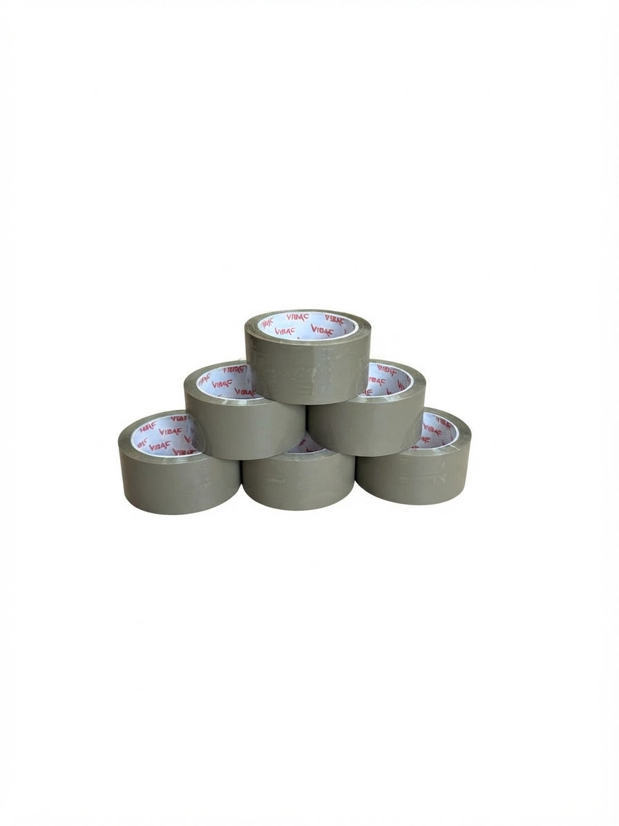 Pack of 6 Standard Brown Vibac packing tape rolls measuring 48mm x 66m with hot melt adhesive for carton sealing and parcels