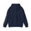 Thumbnail: Navy blue hoodie with text on sleeve. Bagged for the holidays shirt. Vintage Rust.