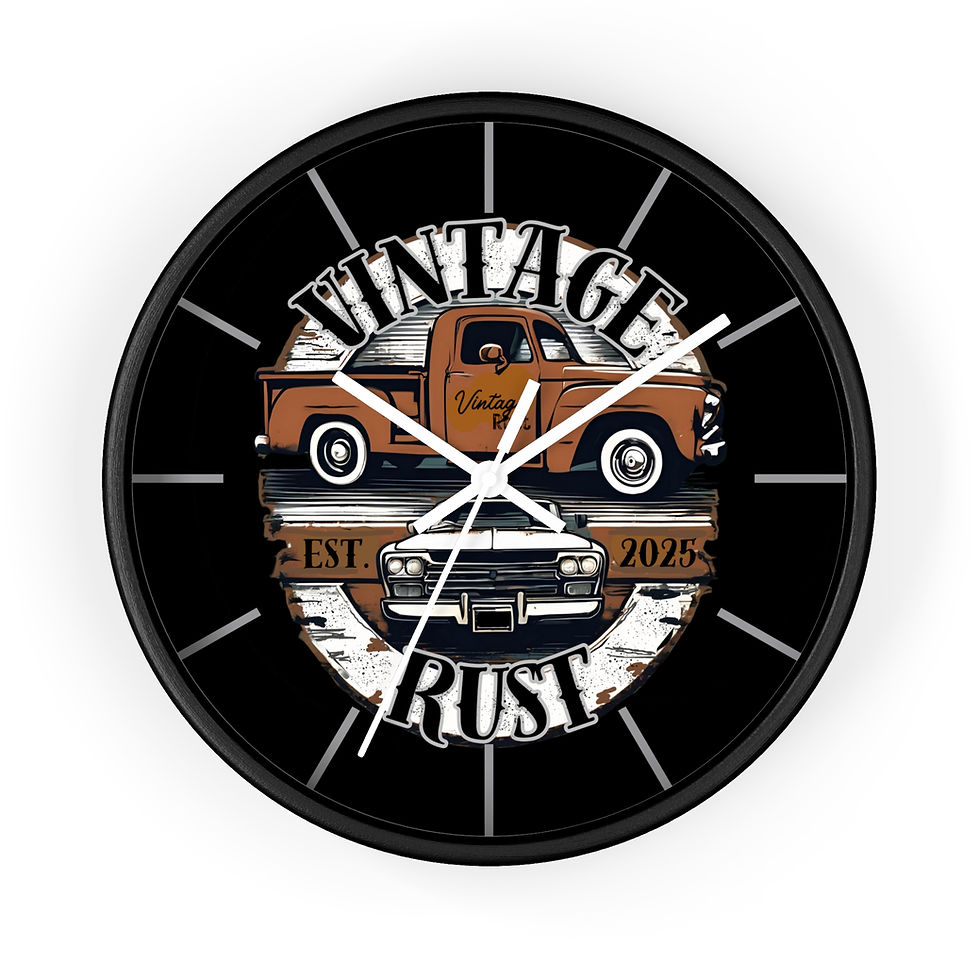 Thumbnail: Garage Time Wall Clock front view - Vintage Rust
