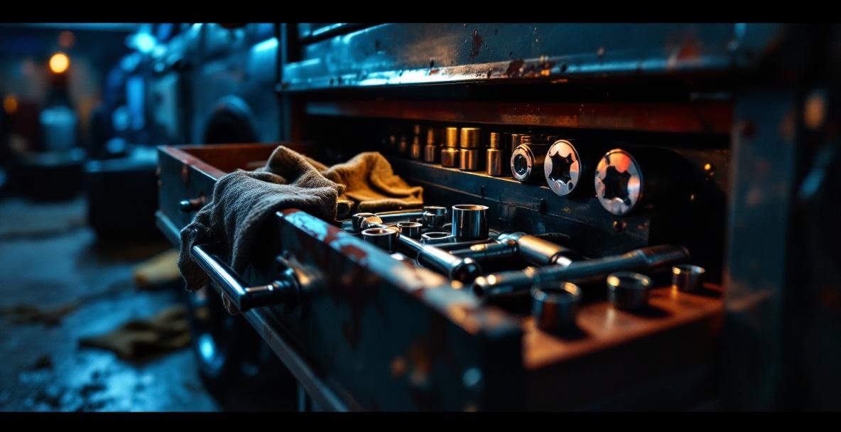 editorial scene: toolbox workbench — lowered D100