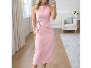 Vestido midi rosa,R$73,00-R$75,00