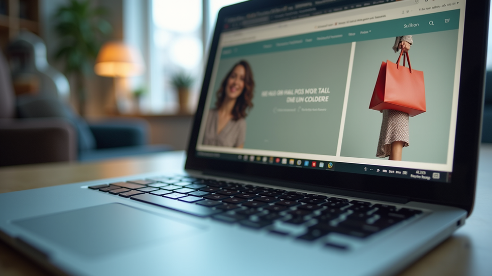 Eye-level view of a laptop screen showing an online shopping website