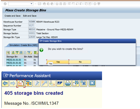 Create Storage Interface Storage Bins Creation
