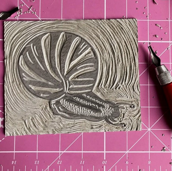 Giant Snail Lino Cutting