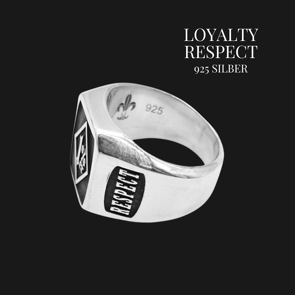 925 Silber Ring mit 1% Tiefengravur- Handmade / Loyalität & Respekt