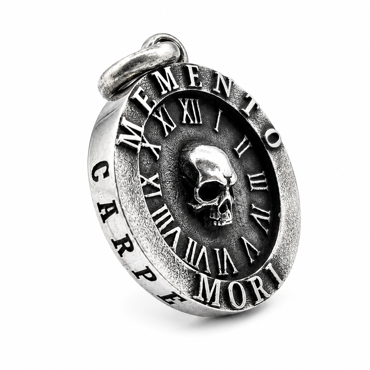 Memento Mori Anhänger 925 Silber – Carpe Diem Totenkopf
