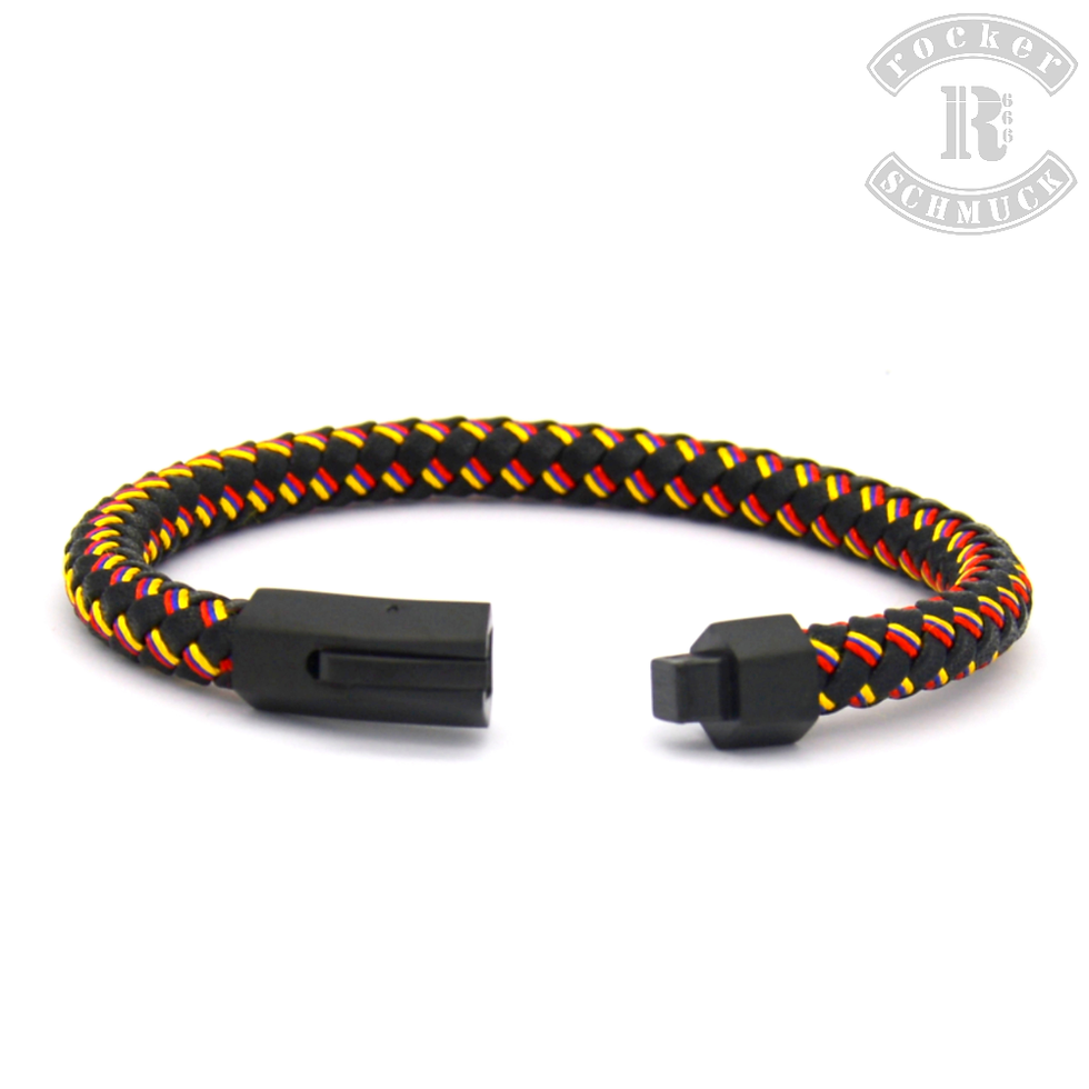 Miniaturbild: Armband geflochten Schwarz, Gelb, Rot, Blau