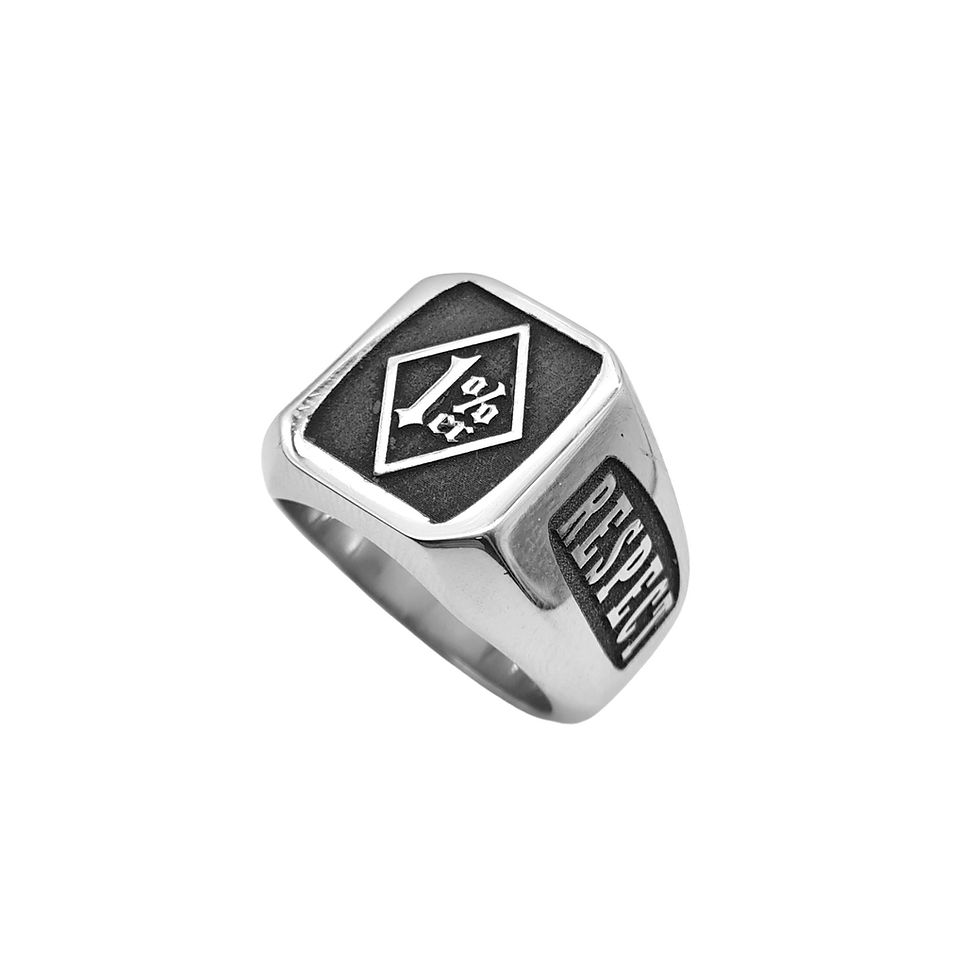 Thumbnail: 1%er 925 Silberring oder Edelstahl Ring Personalisieren lassen. Tiefengravur, Bikerschmuck, Männerschmuck, Rockerschmuck