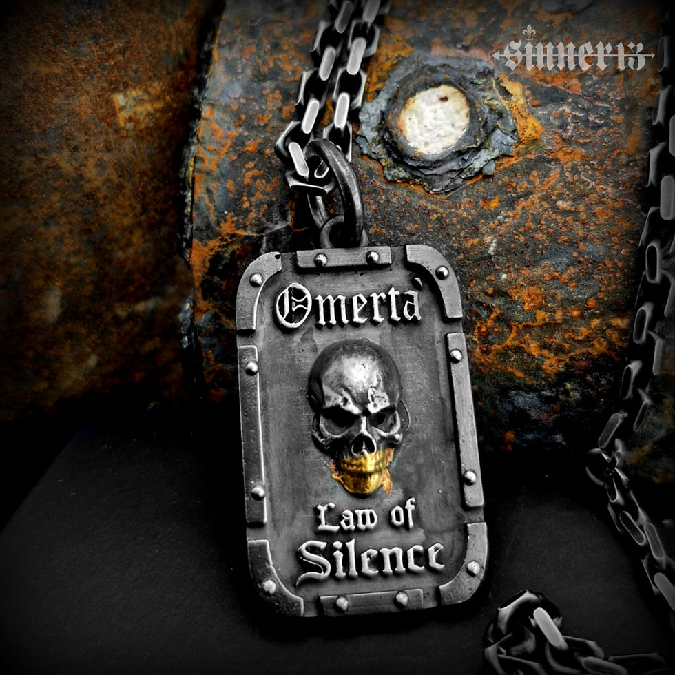 Thumbnail: Omerta Gesetz des Schweigens Anhänger 925 Silber 24 Karat Gold