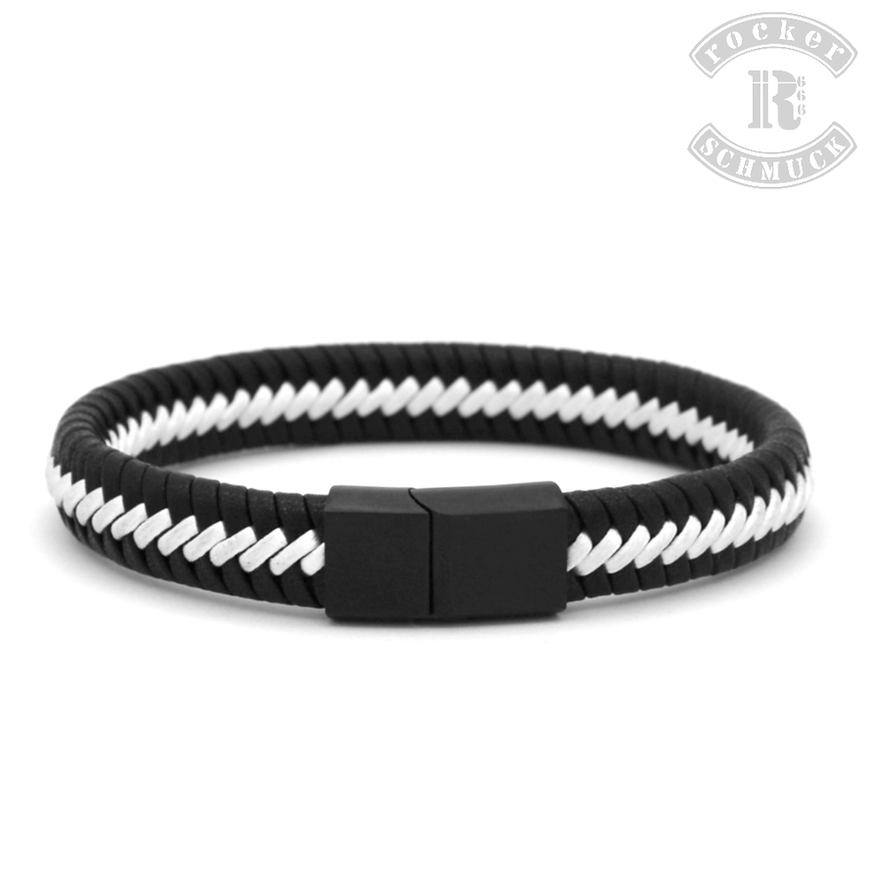 Armband geflochten Schwarz, Weiß