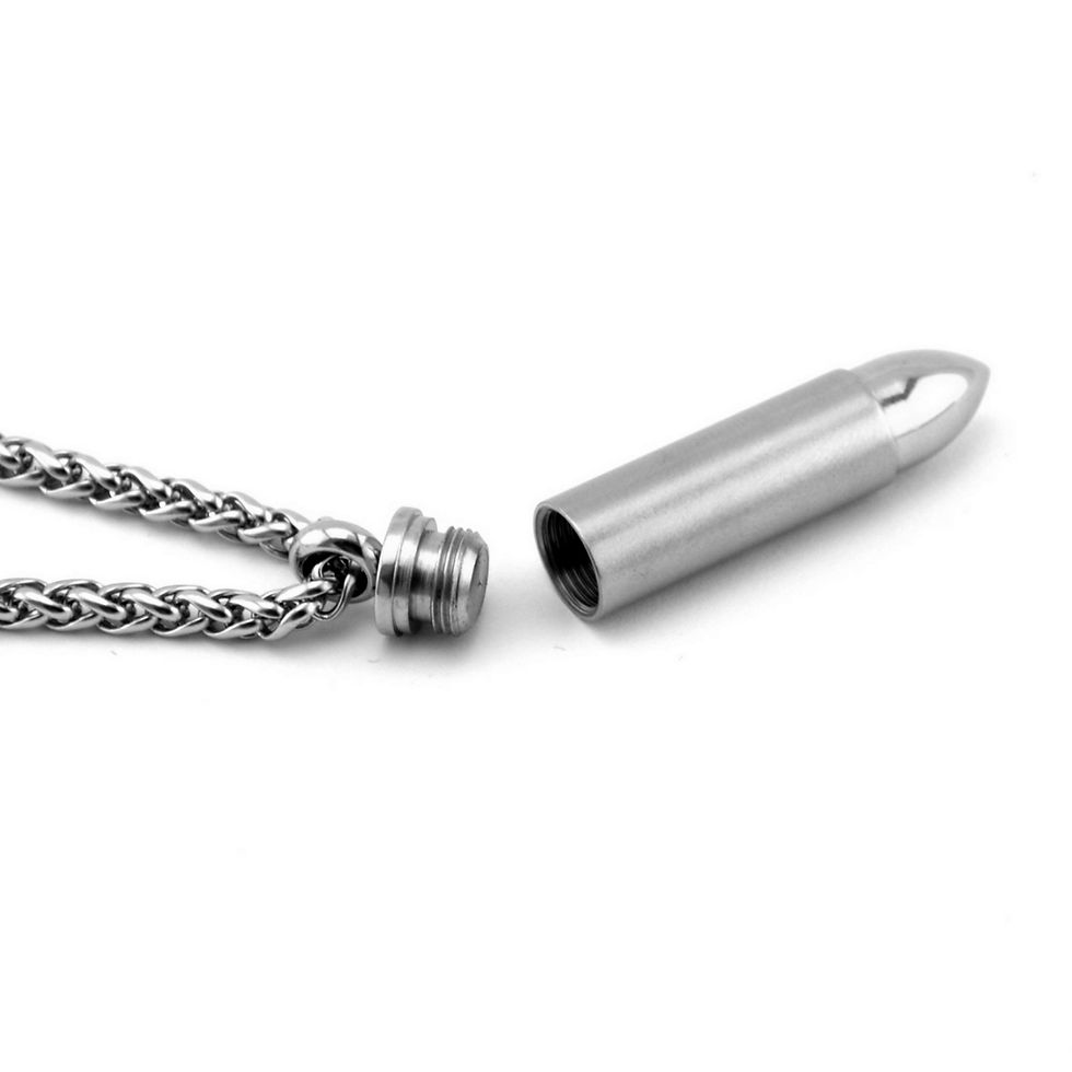 Patronenhülse aus Edelstahl mit Zopfkette Set