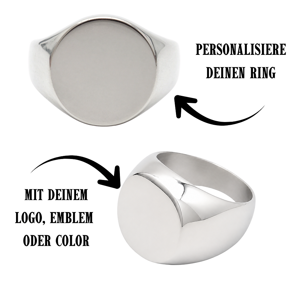 Miniaturbild: Polierter Edelstahl-Siegelring mit runder Fläche für individuelle Lasergravur oder Tiefengravur.