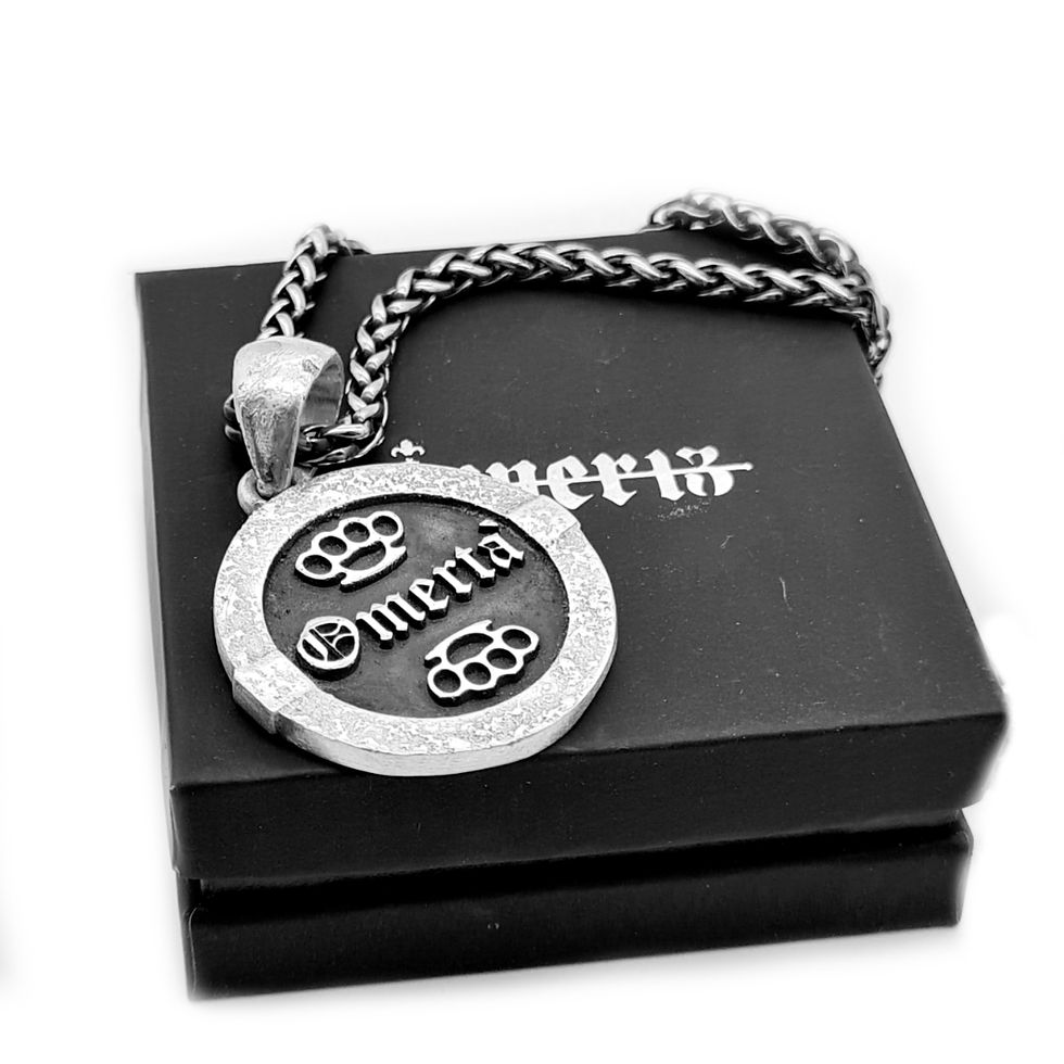 Thumbnail: Biker Schmuck Omertà Anhänger 925 Silber