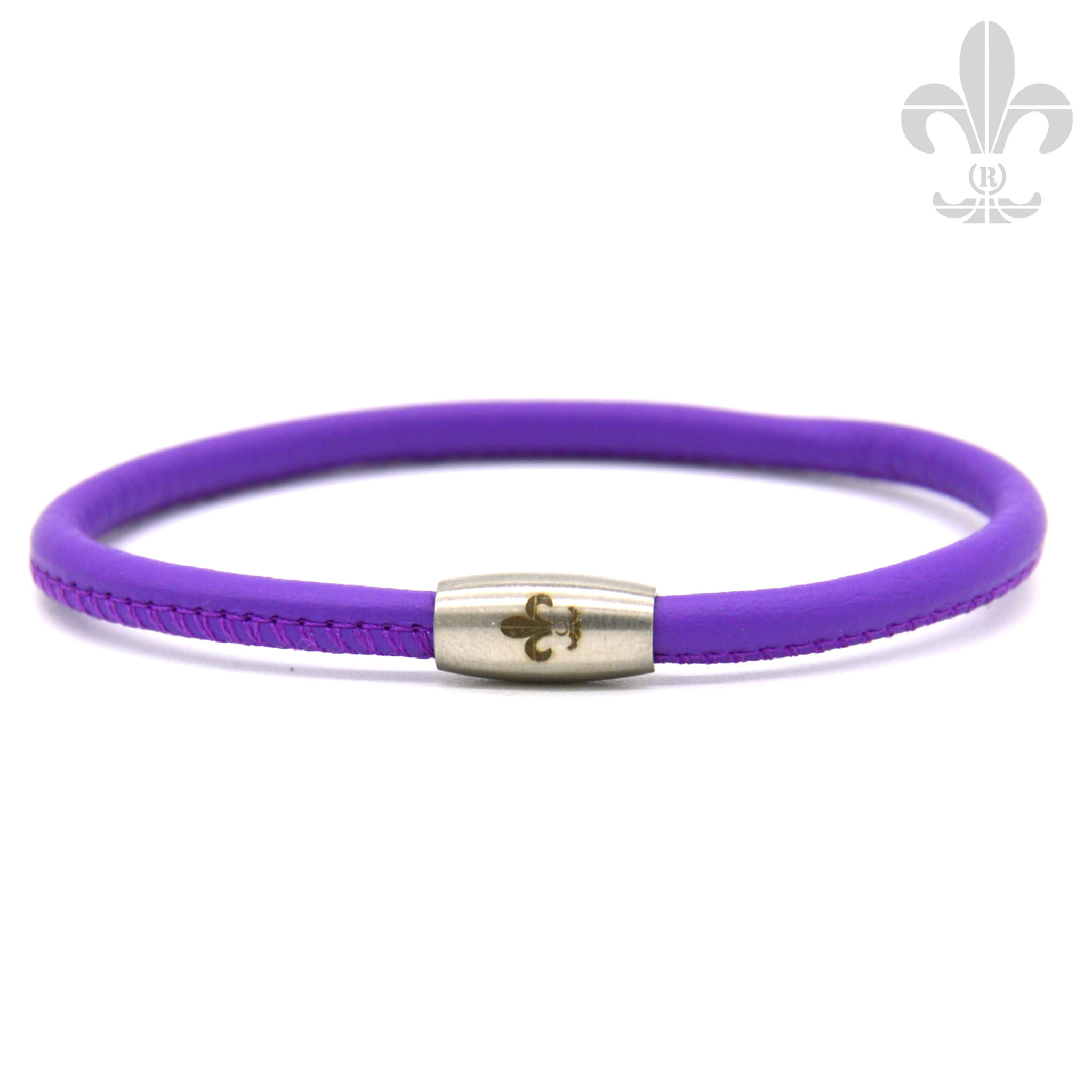 Leather bracelet / Nappa leather purple magnetic clasp / women's bracelet