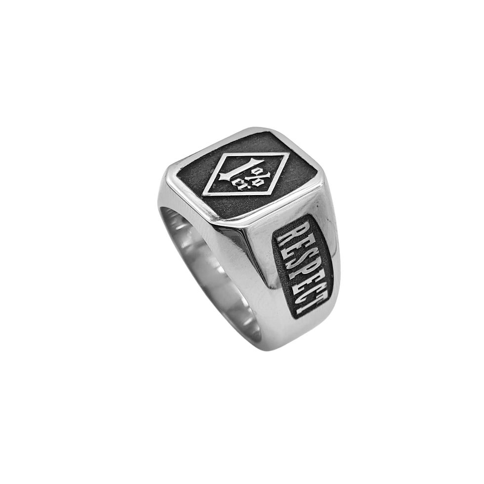 Thumbnail: 925 Silber 1%er Ring mit tiefer Gravur für Biker und Rocker