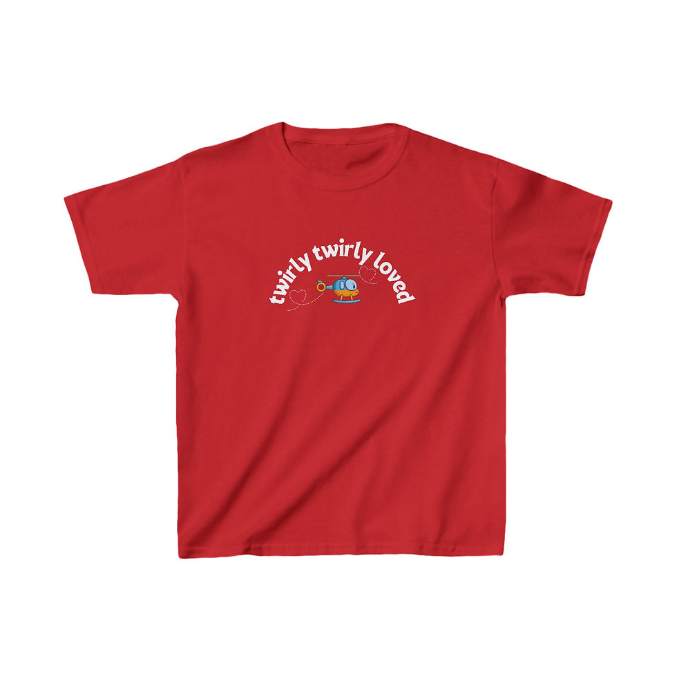 Thumbnail: Kids Tee, "Twirly Twirly Loved" in Red. 