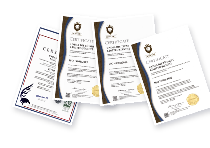 UNIMA ISO 9001, ISO 14001, ISO 45001, ISO 27001
