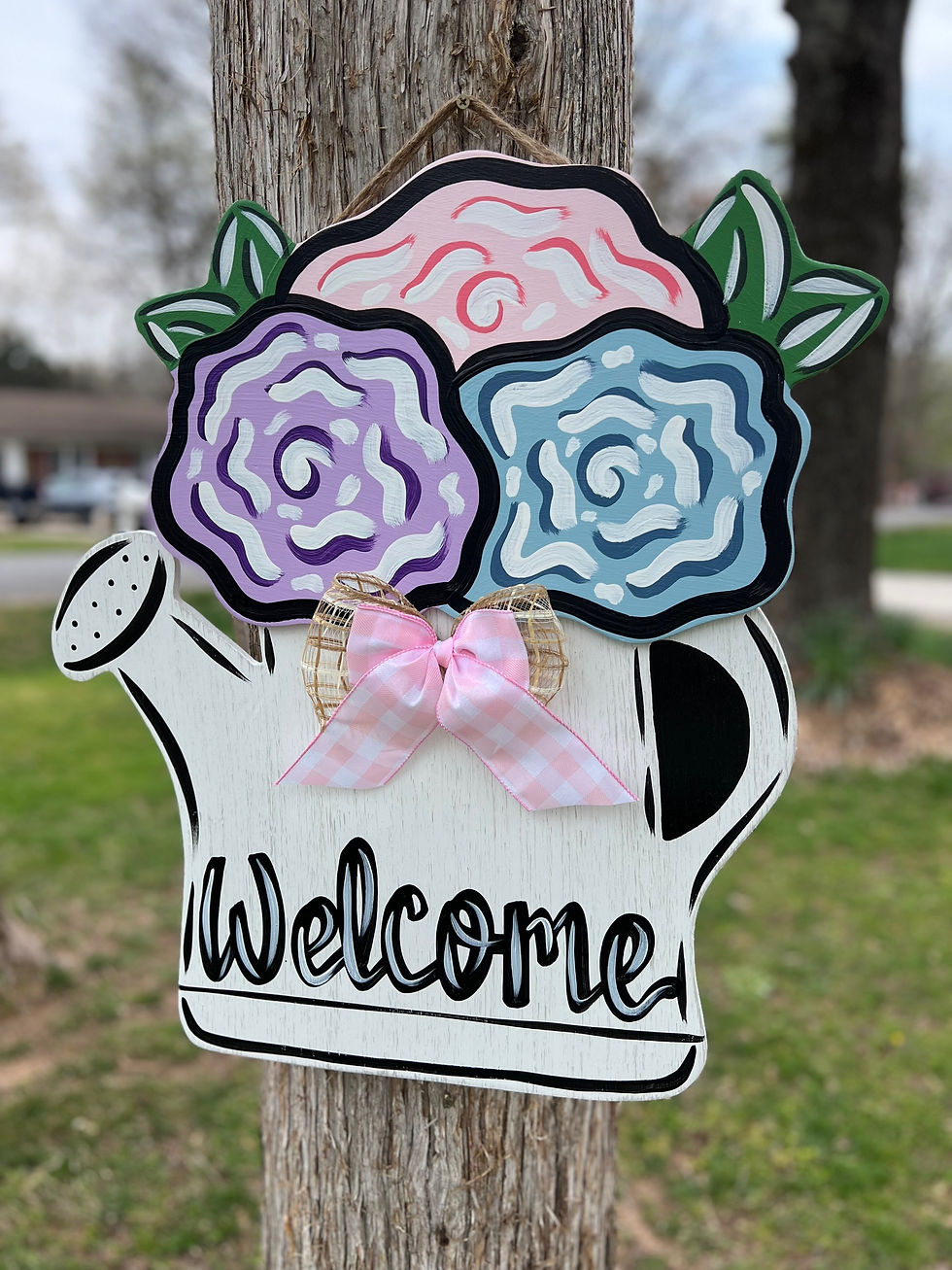 Thumbnail: 3D Spring Watering Can with Hydrangeas Door Hanger