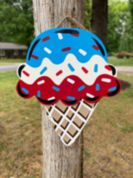 3D Patriotic Icecream Cone *No Bow* Door Hanger