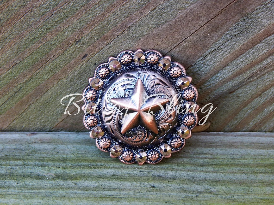 Copper Round Berry Star Concho - Rose Gold