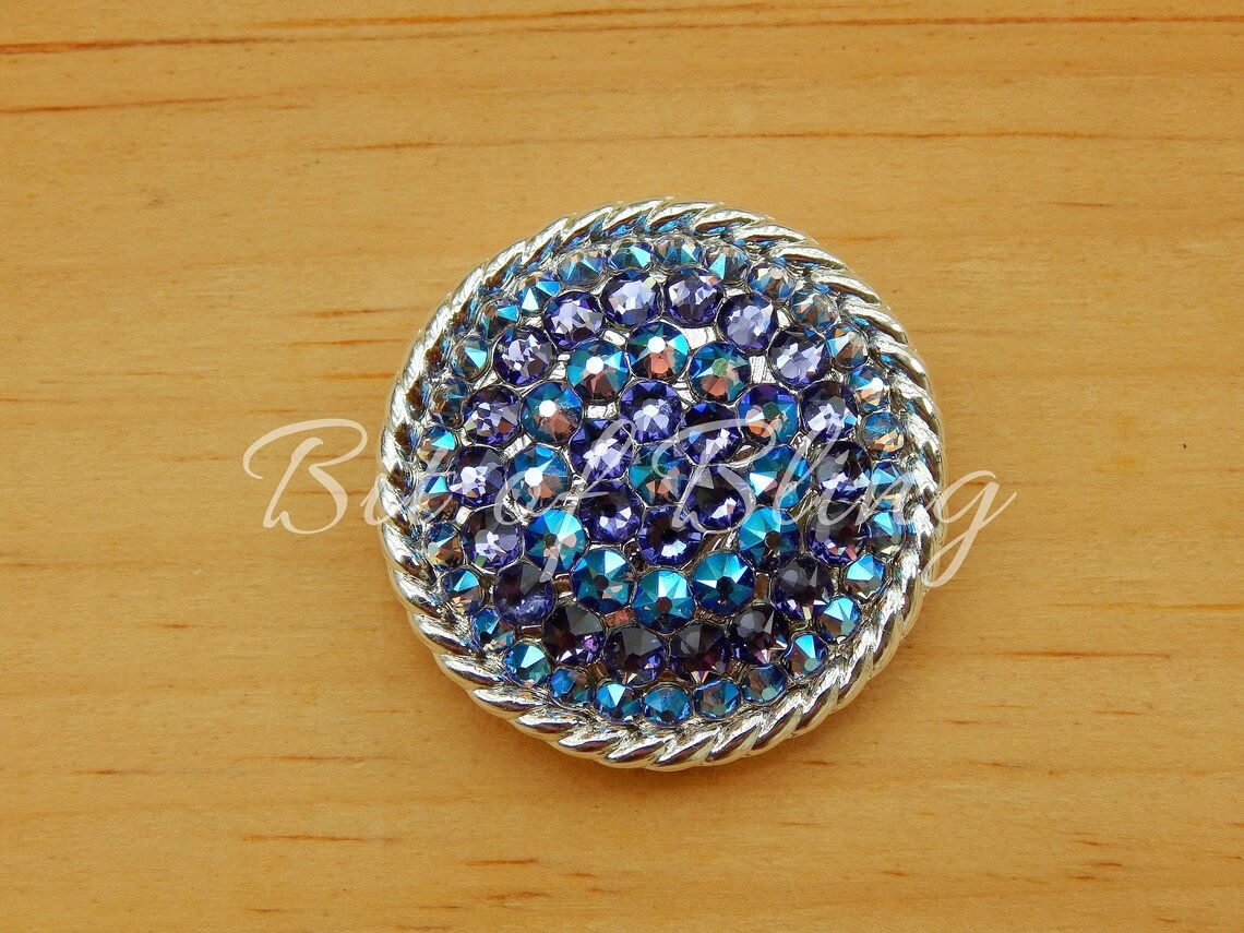 Shiny Silver Rope Edge Concho - Tanzanite & Tanzanite Shimmer