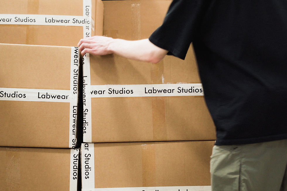 Packing boxes for shipping.