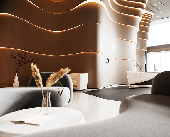 elegant lobby design, architectural design, millwork