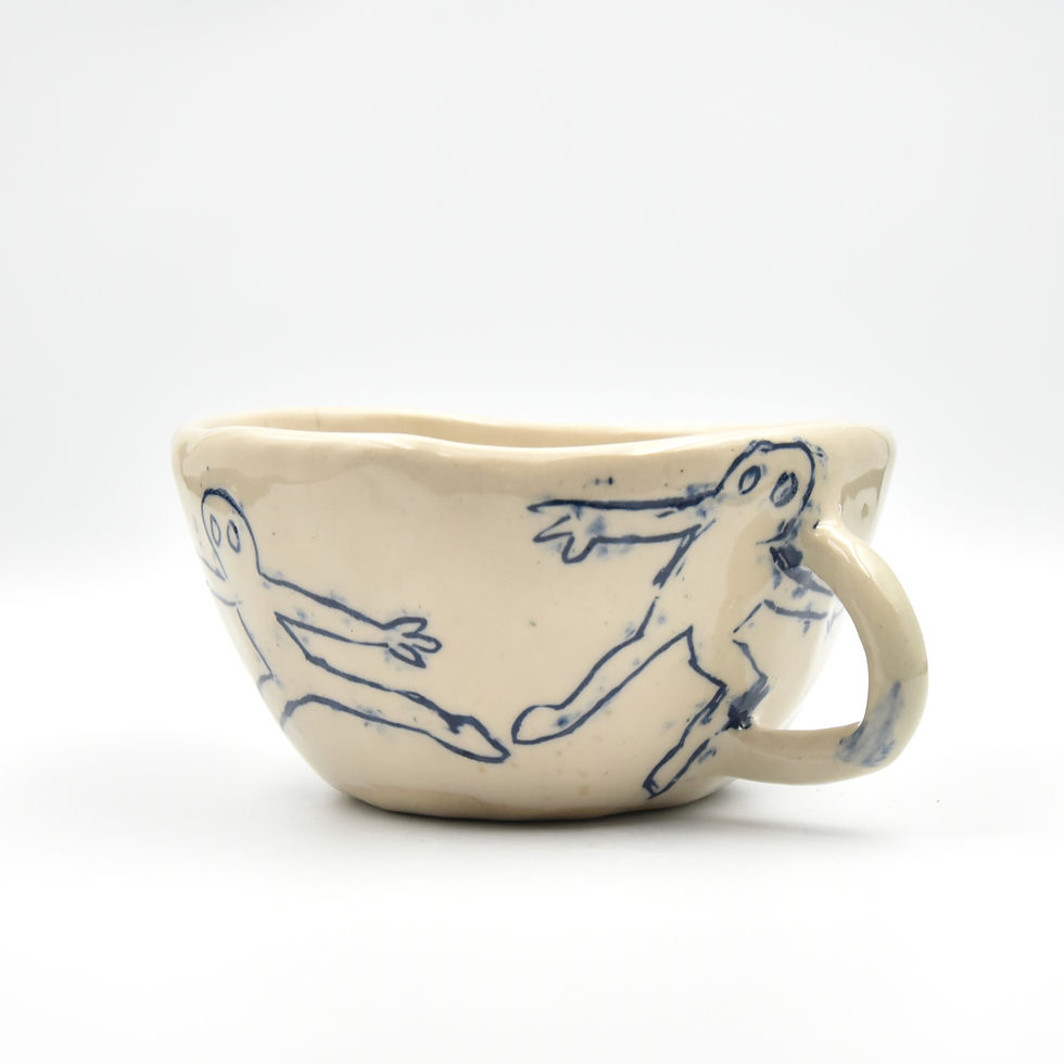 Tasse en céramique artisanale décorée façon mishima. Modelé à la main. Céramique artisanale fabriquée à Paris. Modèle unique.