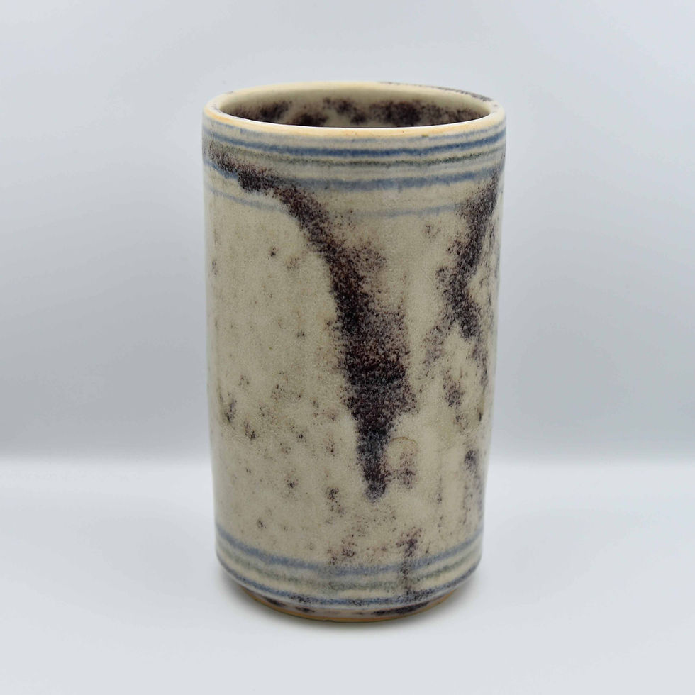 Vase tube émaillé décoré au crayon d'oxyde céramique artisanale